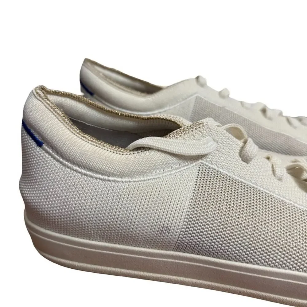 Rothys The Lace Up Sneakers Cream Gold Trim Womens Shoes Casual Comfort sz 9
